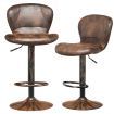 set of 2 Adjustable Swivel Barstools with Back for Kitchen