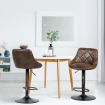 Set of 2 Height Adjustable Leather Bar Stool with Footrest