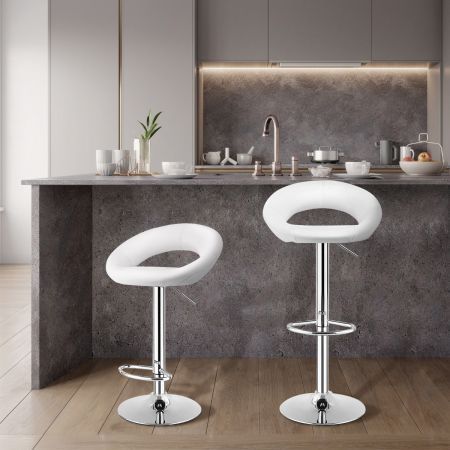 Set of 2 Height Adjustable and 360 degree Home Bar Stool with Non-Slip Base and Steel Footrest