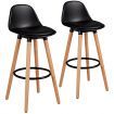 2Pcs PU Leather Bar Stools with Round Metal Footrest