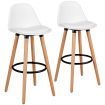 2Pcs PU Leather Bar Stools with Round Metal Footrest