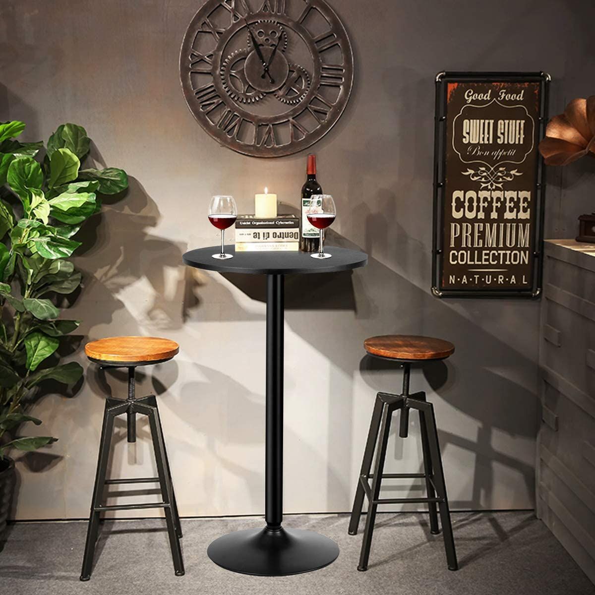 Modern Bar Table with Round Top for Living Room & Restaurant & Bistro