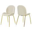 Set of 2 Modern Velvet Dining Chairs with Golden Finished Metal Legs for Kitchen and Dining Room