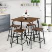 5-piece Bar Table Set with Backless Stools for Apartment