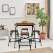 5-piece Bar Table Set with Backless Stools for Apartment