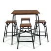 5-piece Bar Table Set with Backless Stools for Apartment