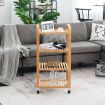 4-Tier Bamboo Rolling Storage Cart with Locking Casters