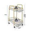 2-tier Kitchen Rolling Cart with Steel Frame and Lockable Casters