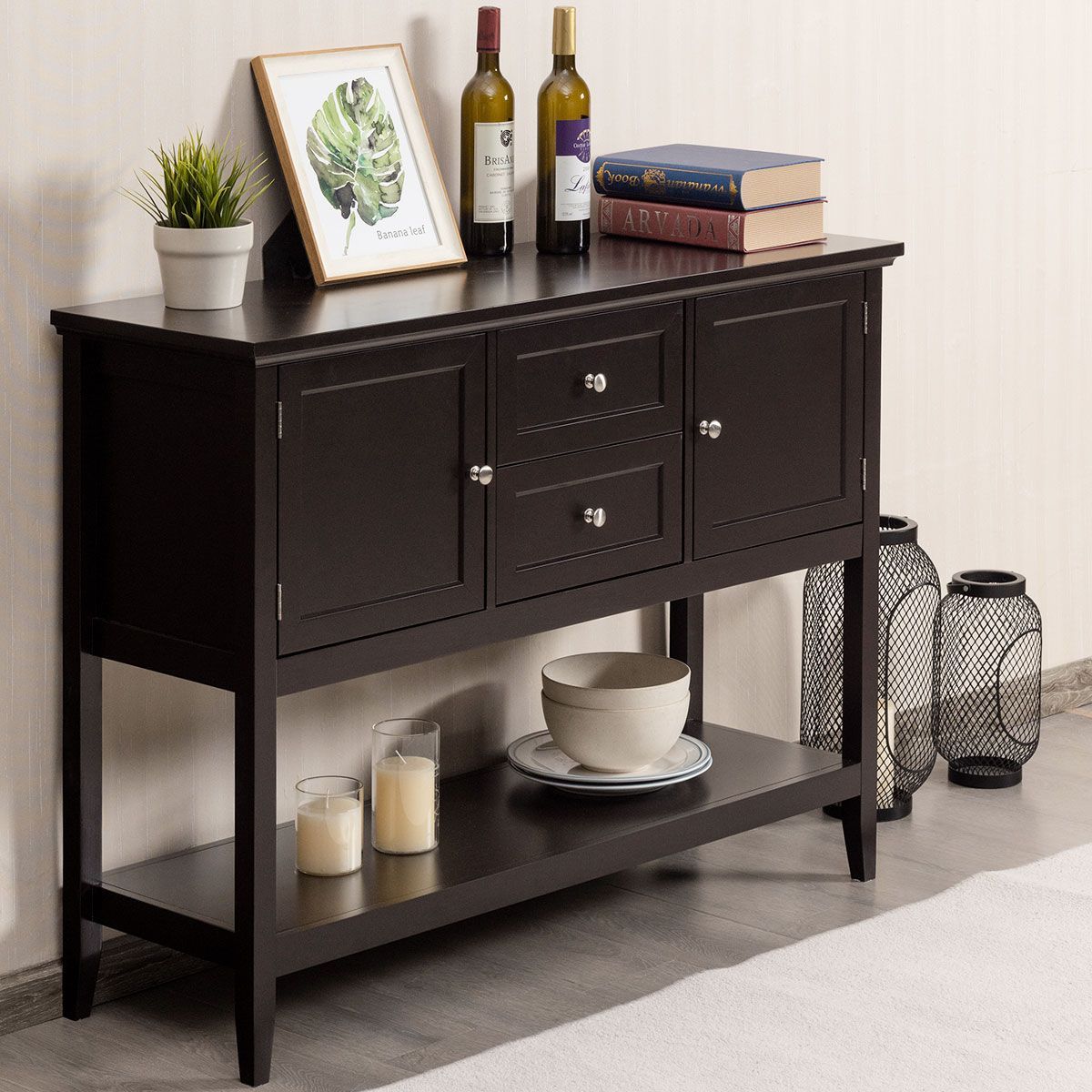 Buffet Sideboard Cabinet with 2 Drawers & Storage Cupboard