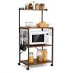 4-Tier Kitchen Baker's Rack 4 Universal Wheels for Dining Room