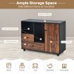 Rolling Storage Cabinet with Compartments & Drawers for Home & Office