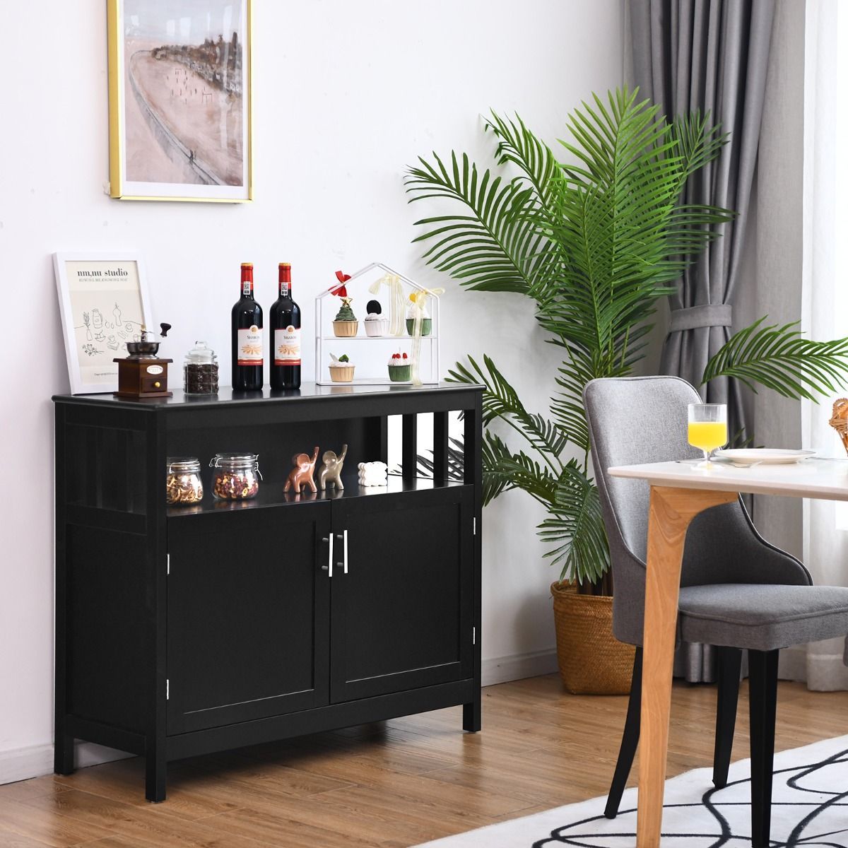 Buffet Sideboard Storage Cabinet with Shelf for Kitchen