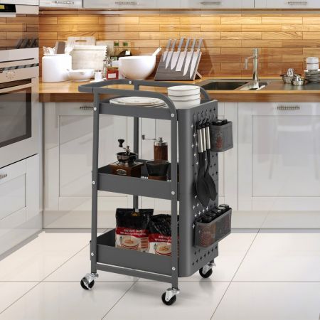 Kitchen Storage Trolley Cart with 3-Tier Shelves