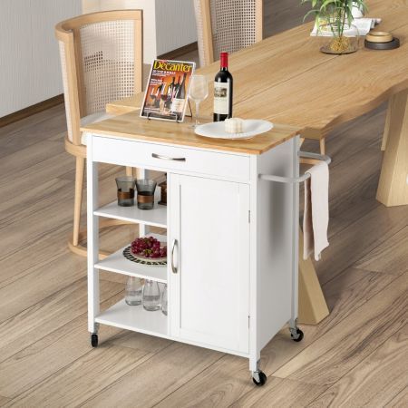 Kitchen Cart with 3-Tier Open Shelf for Kitchen, Dining Room, Bar