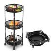 3-Tier Folding Kitchen Trolley Cart with Round/Square Baskets