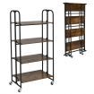 2/3/4-Tier Industrial Folding Rolling Cart with Metal Frame for Kitchen