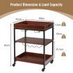 3-Tier Kitchen Island Cart with Wine Rack & Glass Holders & Handle