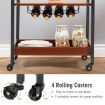 3-Tier Kitchen Island Cart with Wine Rack & Glass Holders & Handle