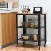 Industrial Kitchen Serving Storage Cart with 2 Grid Shelves