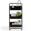 3-Tier Metal Rolling Utility Cart with Lockable Wheels for Kitchen, Office