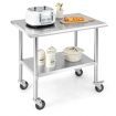 Stainless Steel Table Cart with 4 Universal Wheels for Kitchen