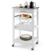 Kitchen Rolling Island with Stainless Steel Countertop & Basket