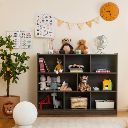 3-Tier Open Bookshelf Storage Cabinet with 8 Cubies