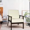 Rubber Wood Accent Lounge Chair with Fabric Upholstered Seat