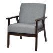 Rubber Wood Accent Lounge Chair with Fabric Upholstered Seat