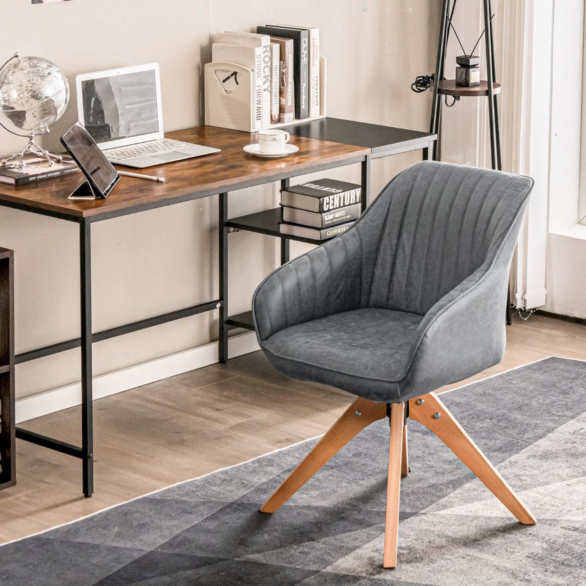 Ergonomic Armchairs with Linen Fabric Cover for Home Office