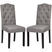 Set of 2 Tufted Dining Chair with Rubber Wooden Leg