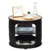 3-tier Round Coffee Table with 2 Storage Shelves