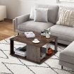 2-Tier Square Coffee Table with Storage for Living Room, Bedroom, Home Office