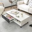 Versatile 2-Tier Modern Coffee Table with Pull-out Drawer for Living Room, Entryway