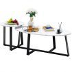 Nesting Table Set with Oval & Round Table for Living Room/Office