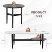 2 PCS Modern Table Set with Extra Storage Shelf for Living Room