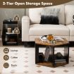 Set of 2 Hexagonal Coffee Table with Open Storage Space for Living Room