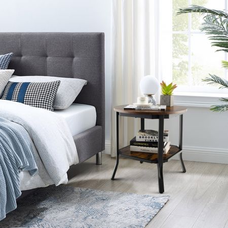 2-Tier Metal Sofa Table with Storage Shelf