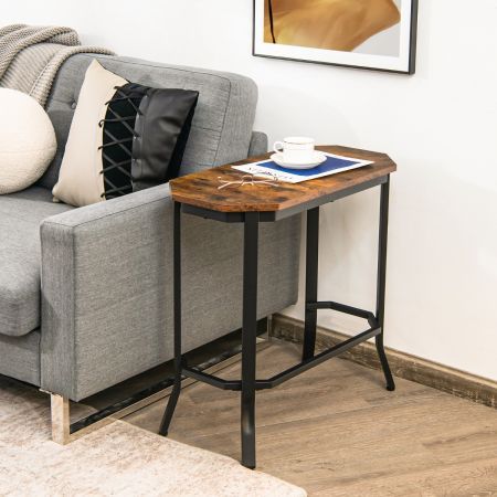 Slim Night Table with Wooden Tabletop for Living Room