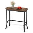 Slim Night Table with Wooden Tabletop for Living Room