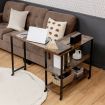 360 degree Rotating Large Sofa Side Table with 2-Tier Storage Shelves