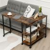 360 degree Rotating Large Sofa Side Table with 2-Tier Storage Shelves