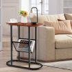 2-Tier Industrial Side Table with Mesh Shelf & Steel Frame