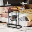 2-Tier Industrial Side Table with Mesh Shelf & Steel Frame