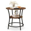 2-Tier Round End Table with Open Storage Shelf for Living Room