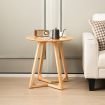 60cm Rubber Wood Round End Table with Adjustable Foot Pads