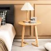 60cm Rubber Wood Round End Table with Adjustable Foot Pads