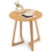 60cm Rubber Wood Round End Table with Adjustable Foot Pads