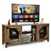 TV Stand with 2 Metal Mesh Doors for Living Room