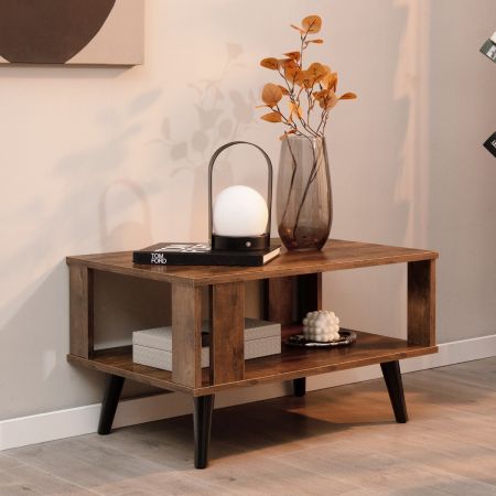 2-Tier Wooden Center Table with Open Storage Shelf for Living Room